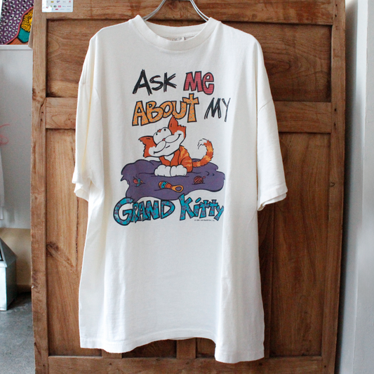 Ask Me About My Grand Kitty Tee / 90s / Made in USA