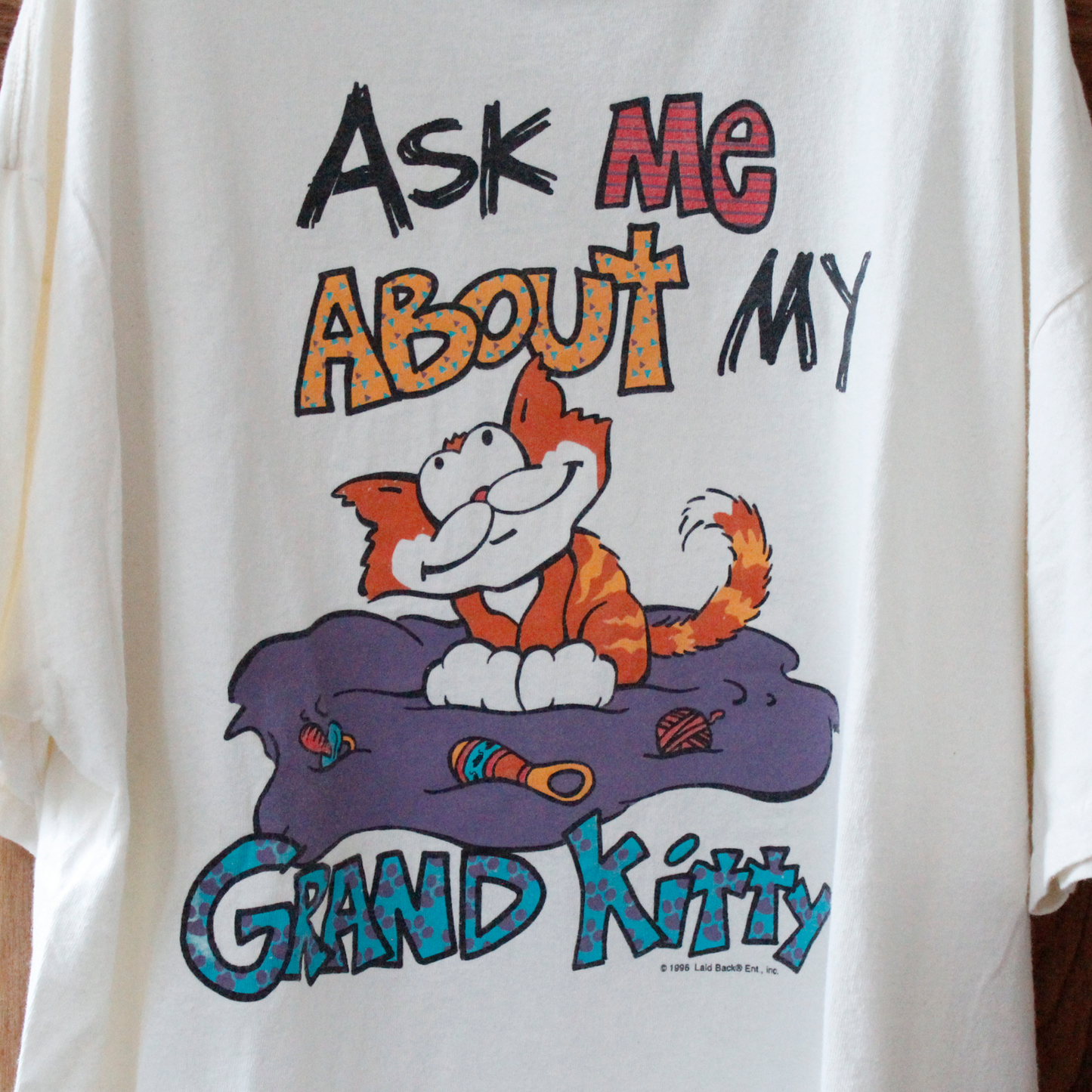 Ask Me About My Grand Kitty Tee / 90s / Made in USA