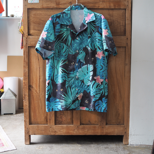 Black Cat & Green Summer Shirt