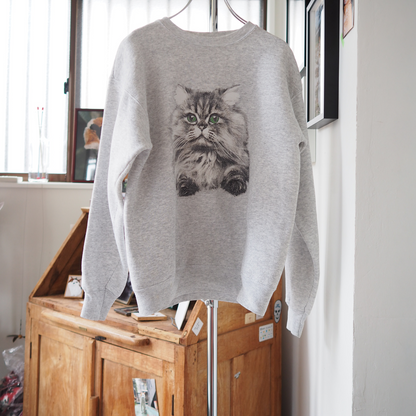 Baby Face Cat Portrait Sweat / 90s
