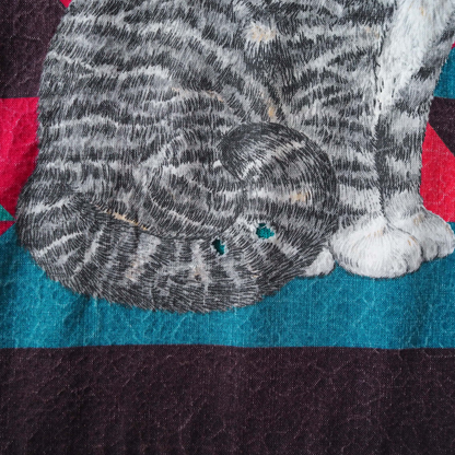 Patchwork Cat Sweat / 80s / Made in USA