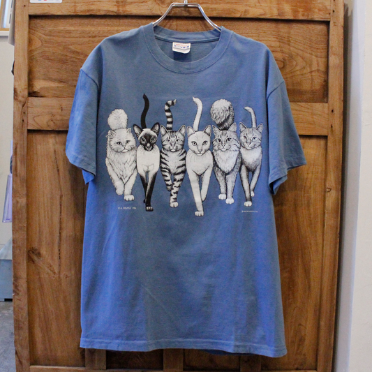 HEP CAT "Cats Coming and Going" Tee / Blue / 90s