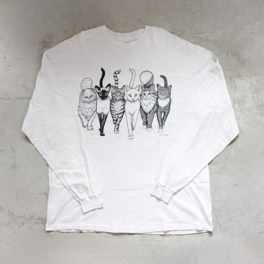HEP CAT "Cats Coming and Going" Long-sleeve Tee / 80s / Made in USA