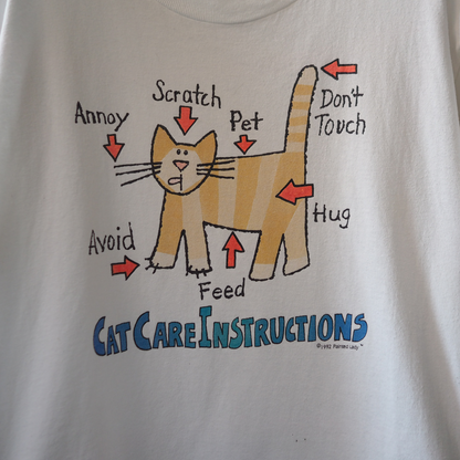 Cat Care Instructions Tee / 90s / Made in USA
