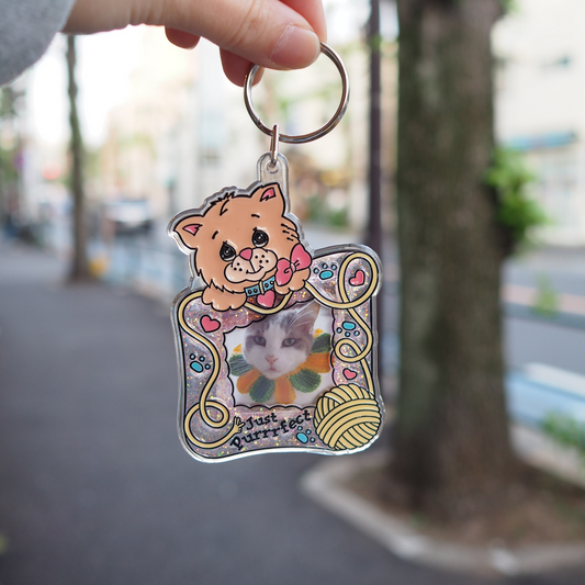 Just Purrrrfect Photo Frame Key Chain / 90s