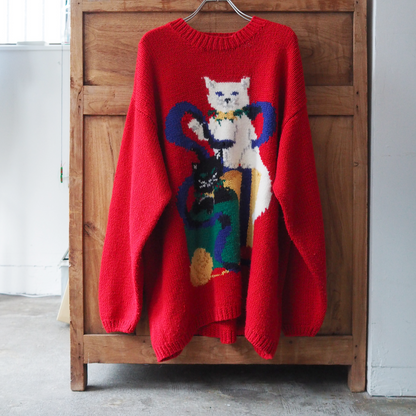 Cats and Presents Sweater * Ribbon / 90s