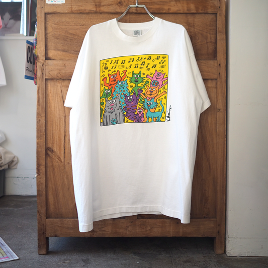 Keith Haring Singing Cats Tee / 80s-90s / Made in USA
