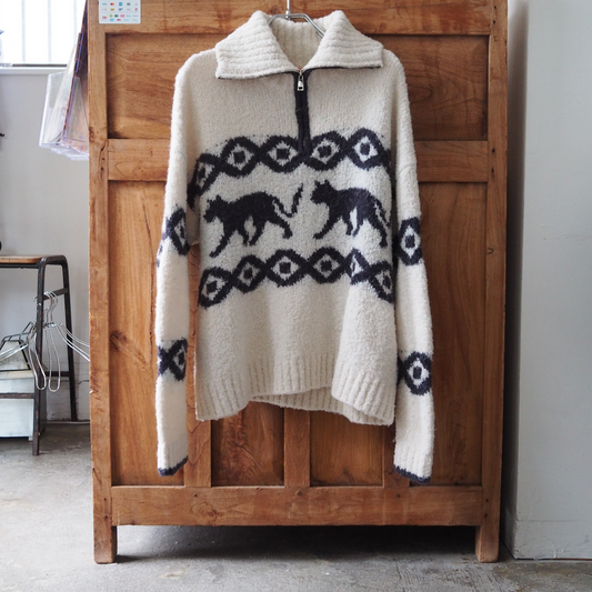 KITRI Bouclé Knit Cat Sweater