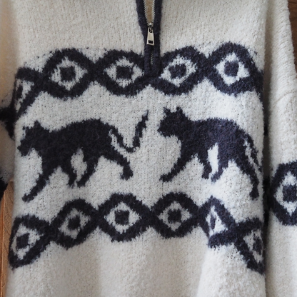 KITRI Bouclé Knit Cat Sweater