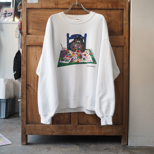 Painting Kliban Cat Sweatshirt / 90s / Made in USA