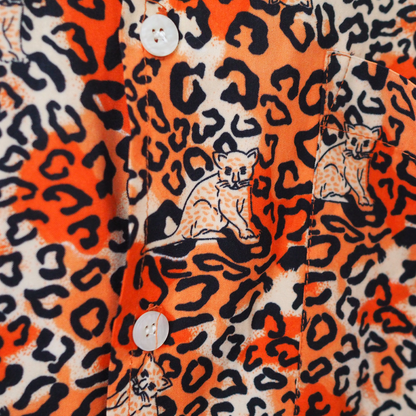 Leopard Button-Up Shirt / 90s~