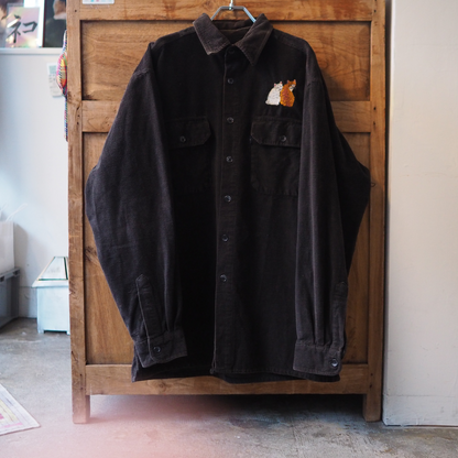 Levi’s Cat Embroidered Corduroy Shirt / 90s