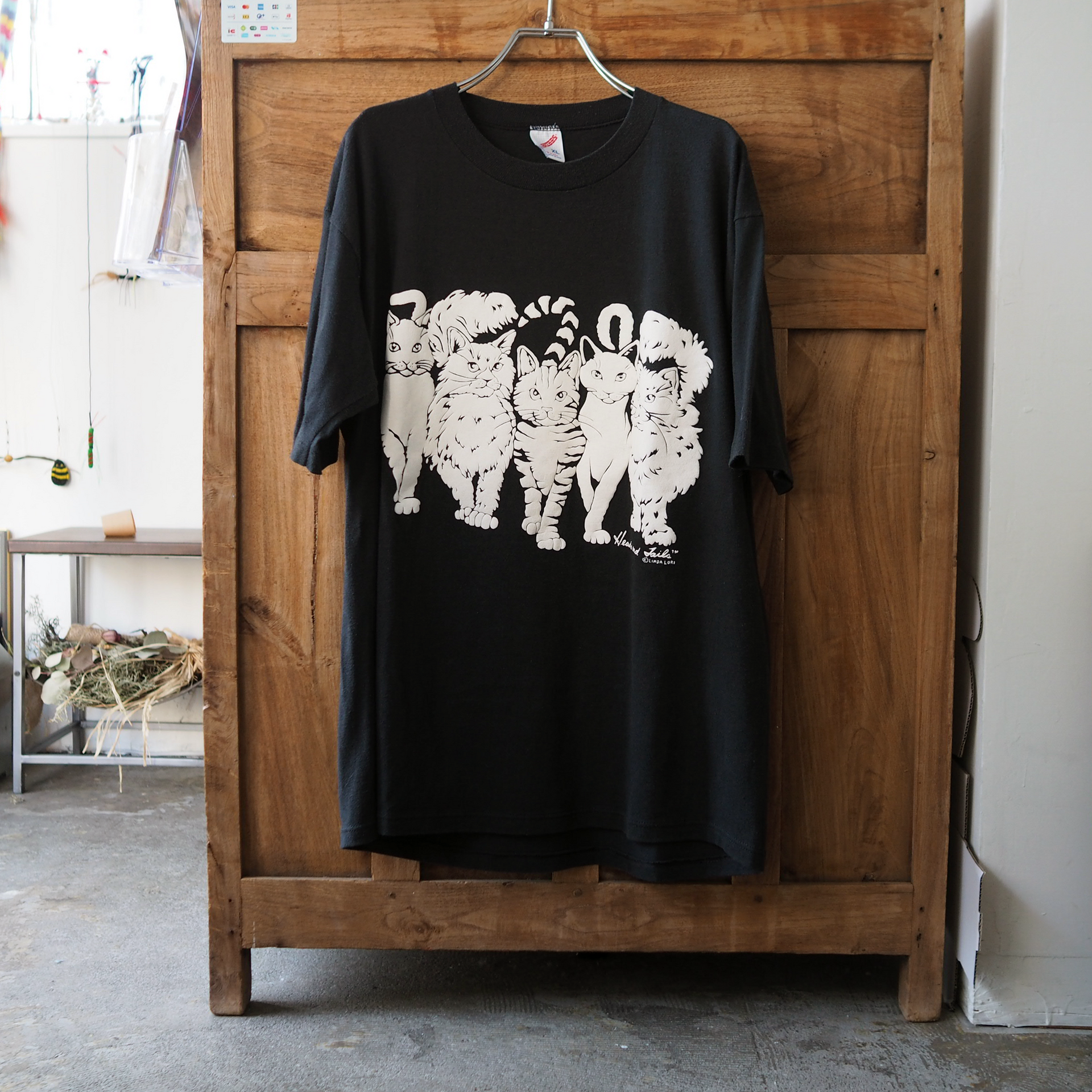 90s USA製 LINDA LORI 赤ちゃん　アート　Tシャツ Linda Lori Black Tee / 90s / Made in USA - ネコ古着 - フレーメンストア