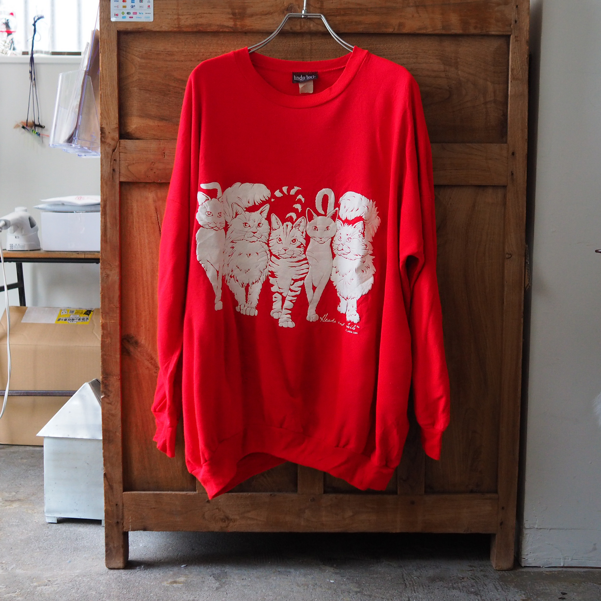 Linda Lori Heads & Tails Sweat / 80s / Made in USA - ネコ古着