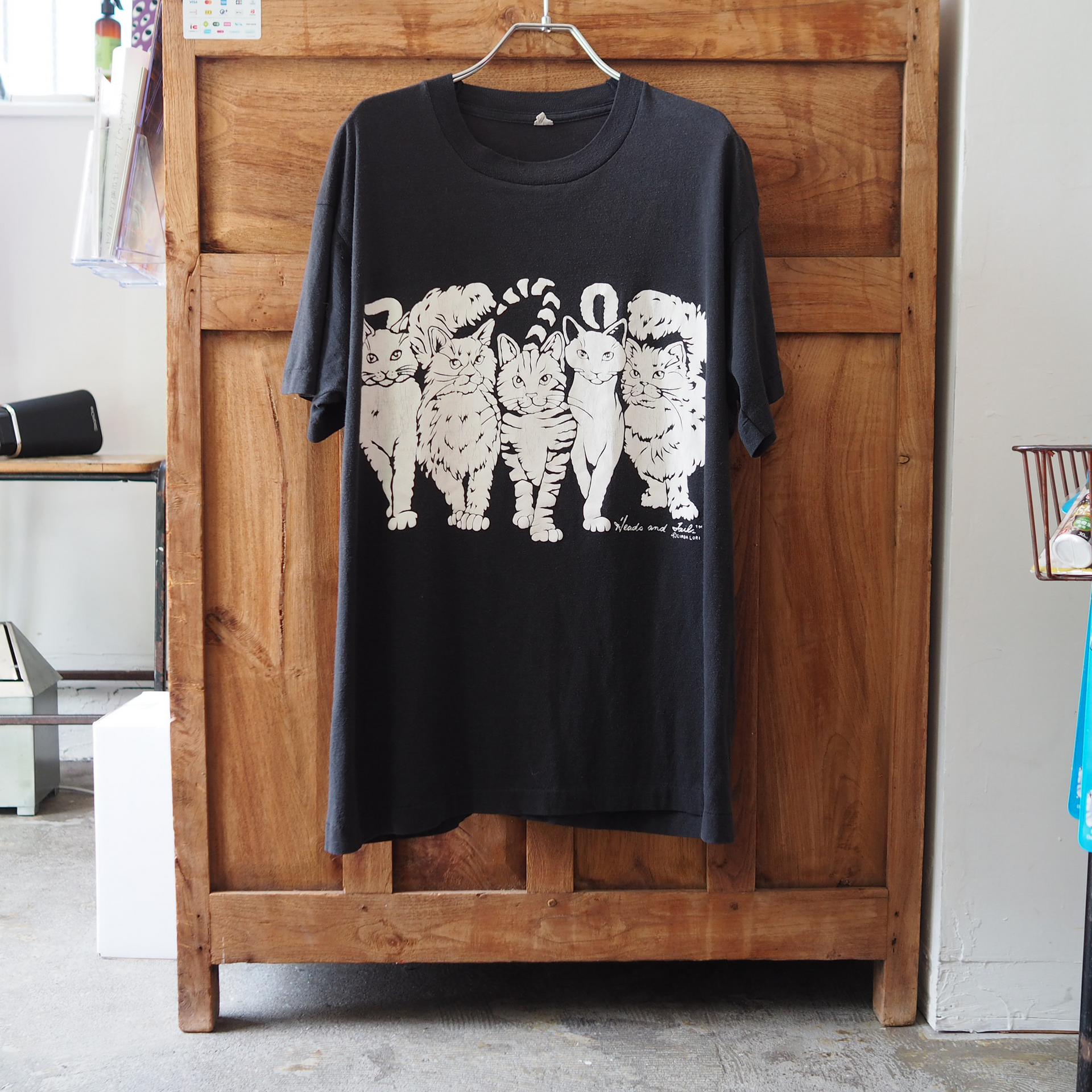 90s ビンテージ LINDA LORI あいみょん着用 ネコTシャツ USA製 90s ネコ 猫 Tシャツ ビンテージ あいみょん着用 USA 犬 アート