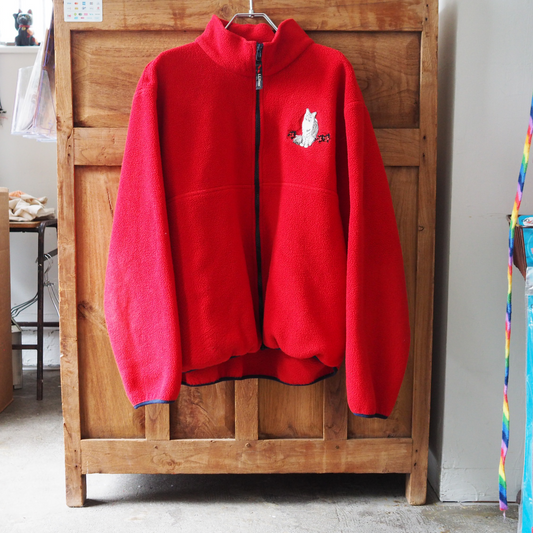 Custom Cat Patch L.L.Bean Fleece Jacket / 90s
