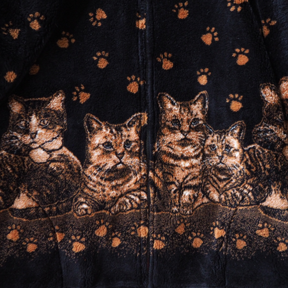 Mazmania All-Over Paws Prints & Cats Fleece Jacket / 90s / Made in USA