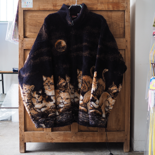 Mazmania Night Cat Collective Fleece Jacket / 90s / Made in USA
