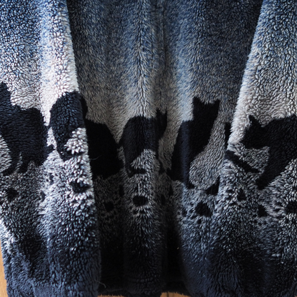 Mazmania Black Cats and Paws Fleece Jacket / 90s / Made in USA