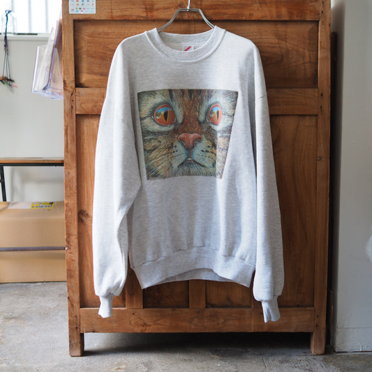 Mega Cat Face Sweat / 90s / Made in USA