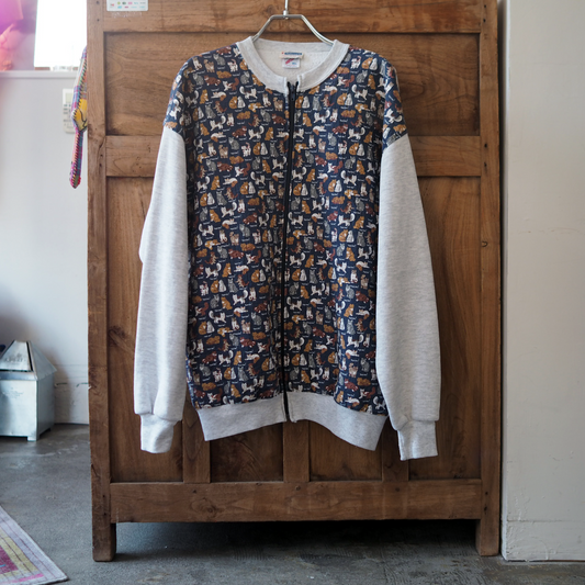 Meow Zip-up Sweatshirt / 90s / Made in USA