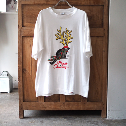 Meowie Christmas Tee / 90s / Made in USA