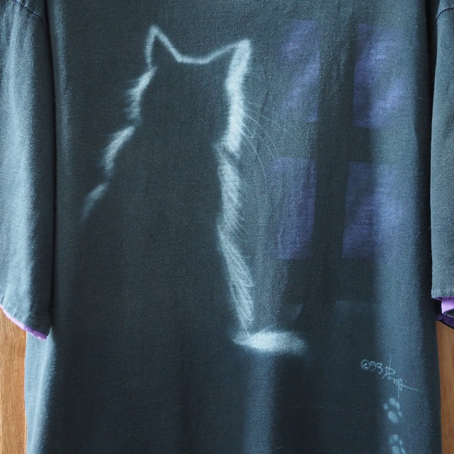 Midnight Patrol Cat Ringer Tee / 90s / Made in USA