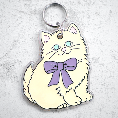 Fluffy Cat Mirror Key Chain