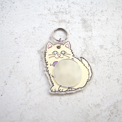 Fluffy Cat Mirror Key Chain