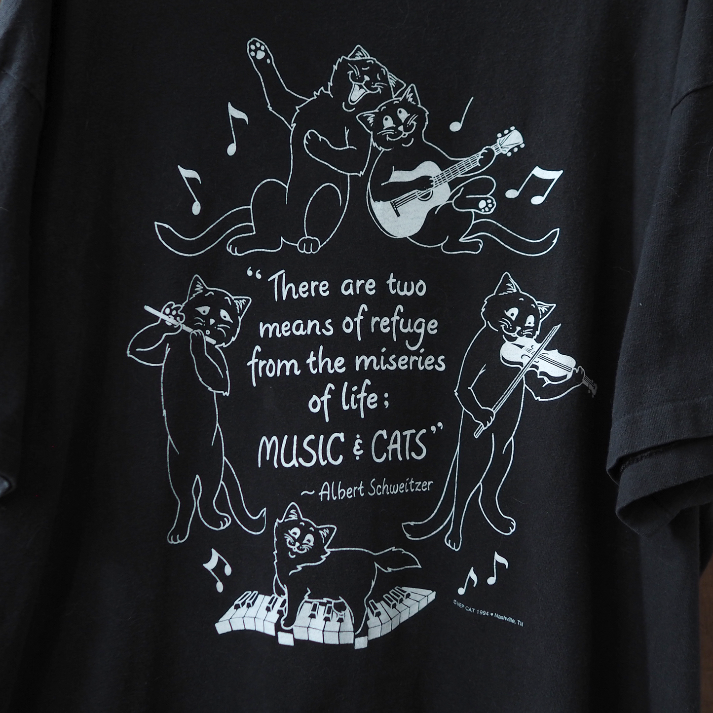 Music & Cats Tee / HEP CAT / 90s / Made in USA