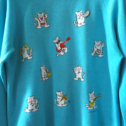 Cats Playing Music Sweat / 80s / Made in USA