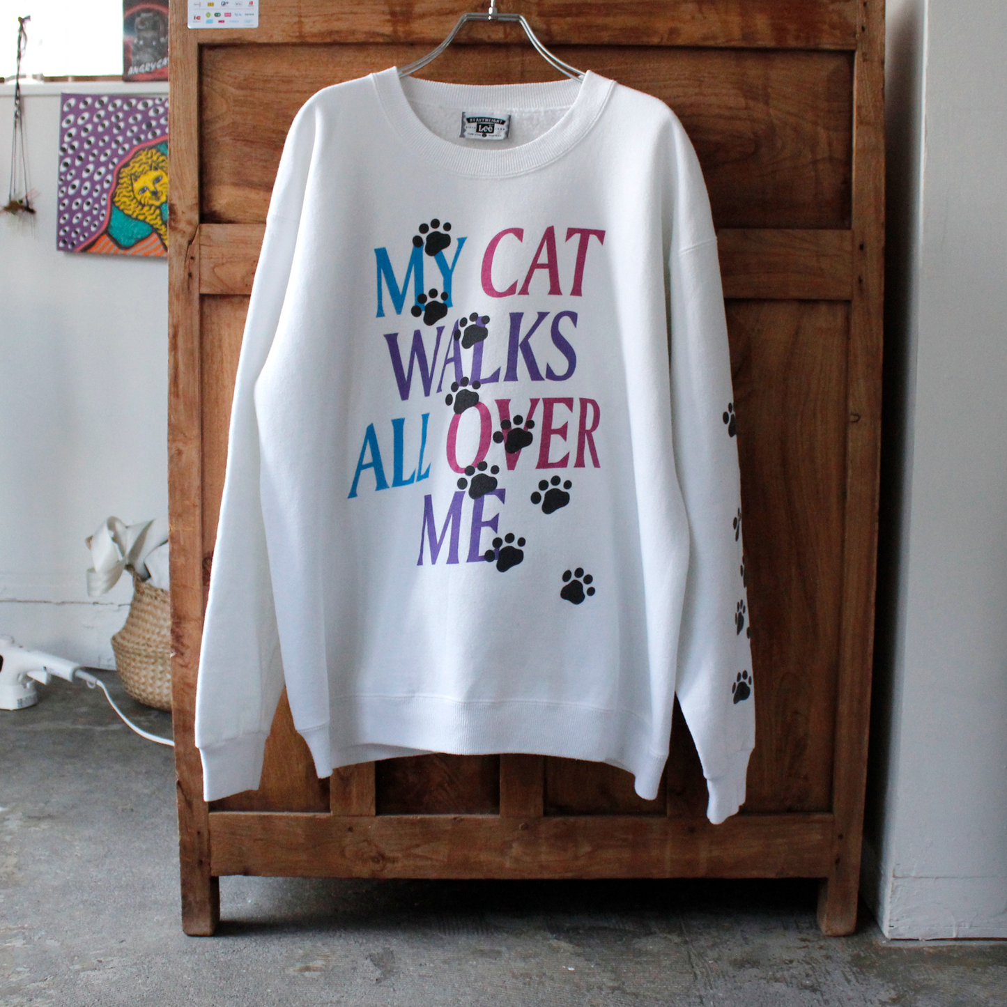 My Cat Walks All Over Me Sweat / 90s / Made in USA