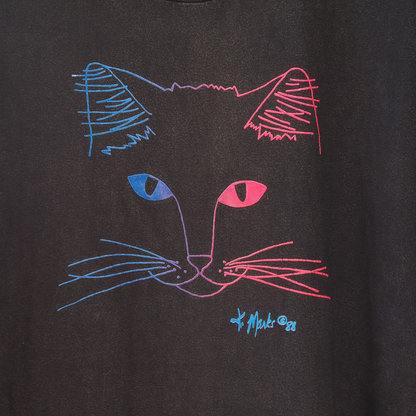 Neon Cat Tee / 90s / Made in USA