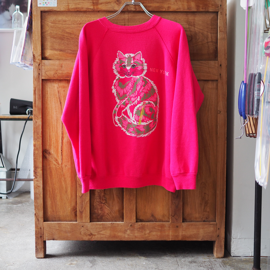 Trippy Cat New York Sweat / 80s- / Made in USA