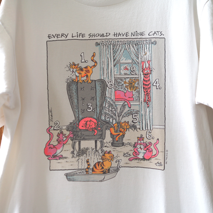 Every Life Should Have Nine Cats Tee / 90s / Made in USA