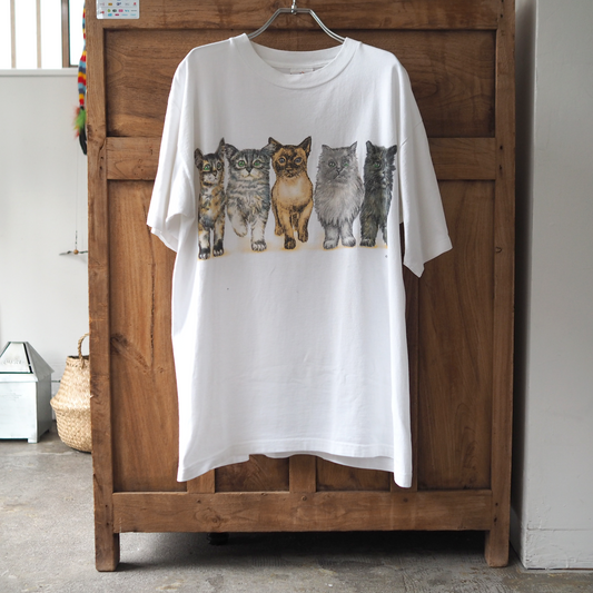Basic 5 Cats Tee / Prints of Tails / 90s / Made in USA
