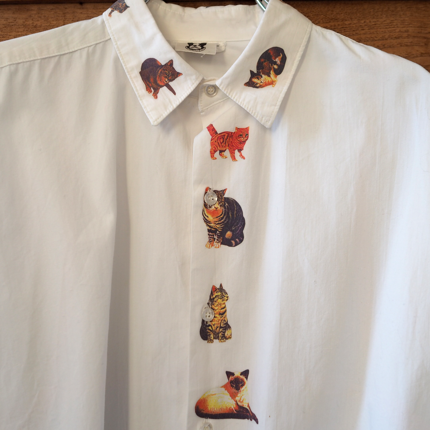Cat Print Shirt / 80s / Made in USA