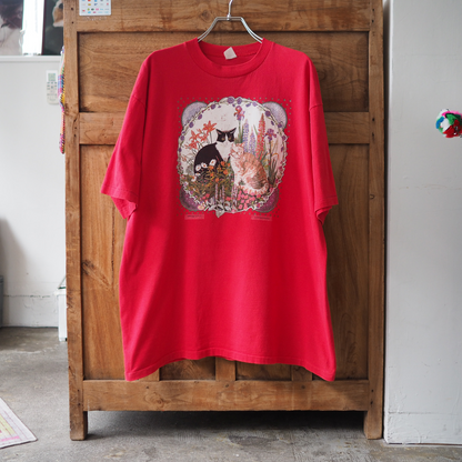 Cats in the Garden Tee / 90s / Made in USA