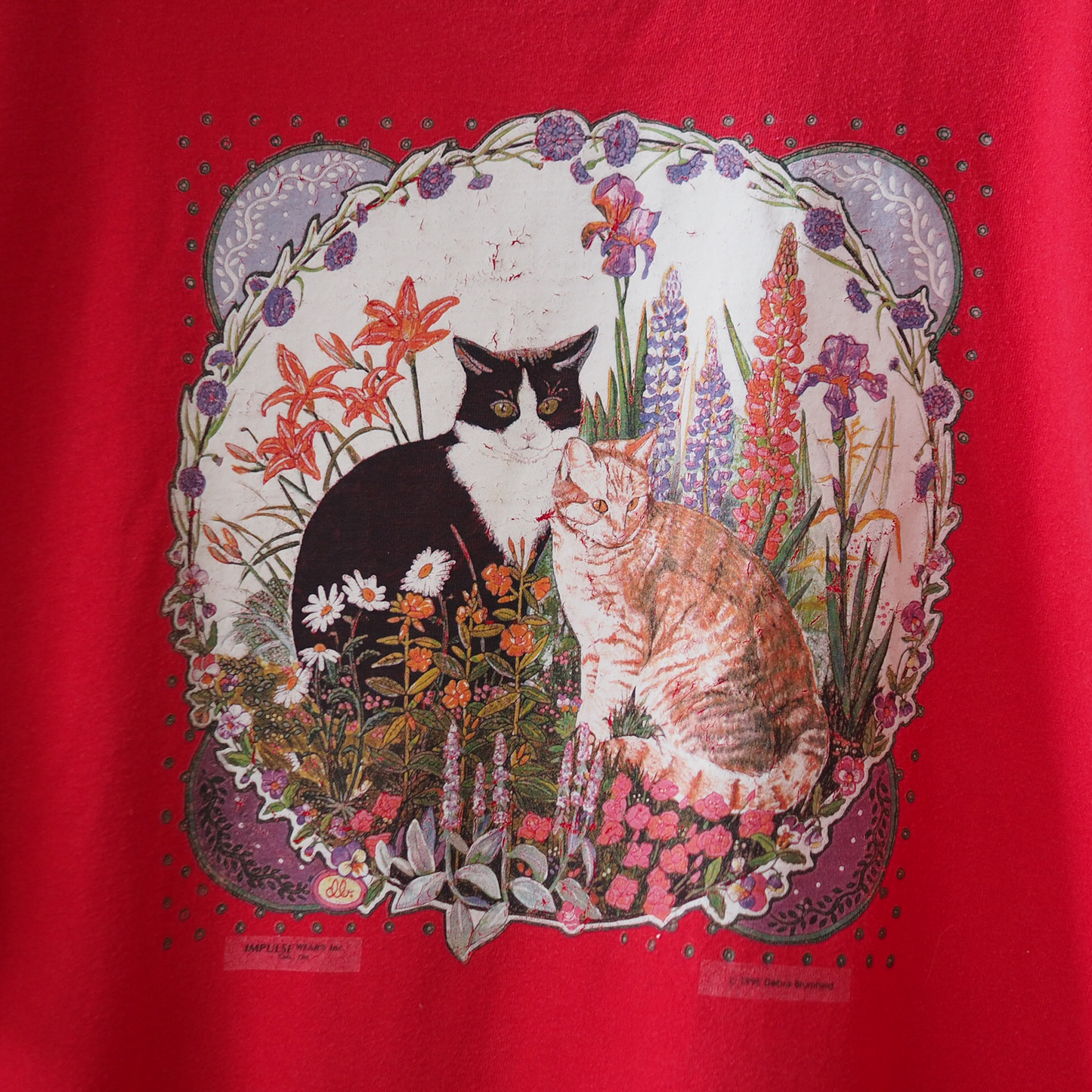 Cats in the Garden Tee / 90s / Made in USA