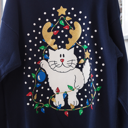 Illuminated Cat Reindeer Sweat / 90s