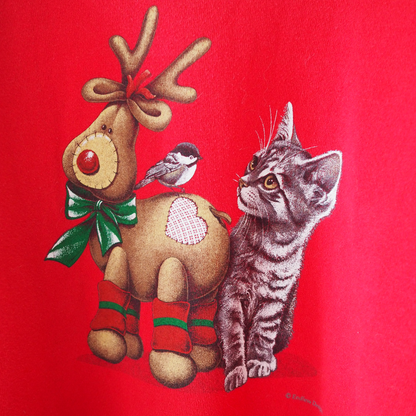 Cat and Reindeer Toy Christmas Sweat / 90s