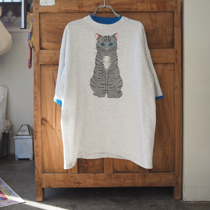 Silver Tabby Ringer Tee / 80s / Made in USA
