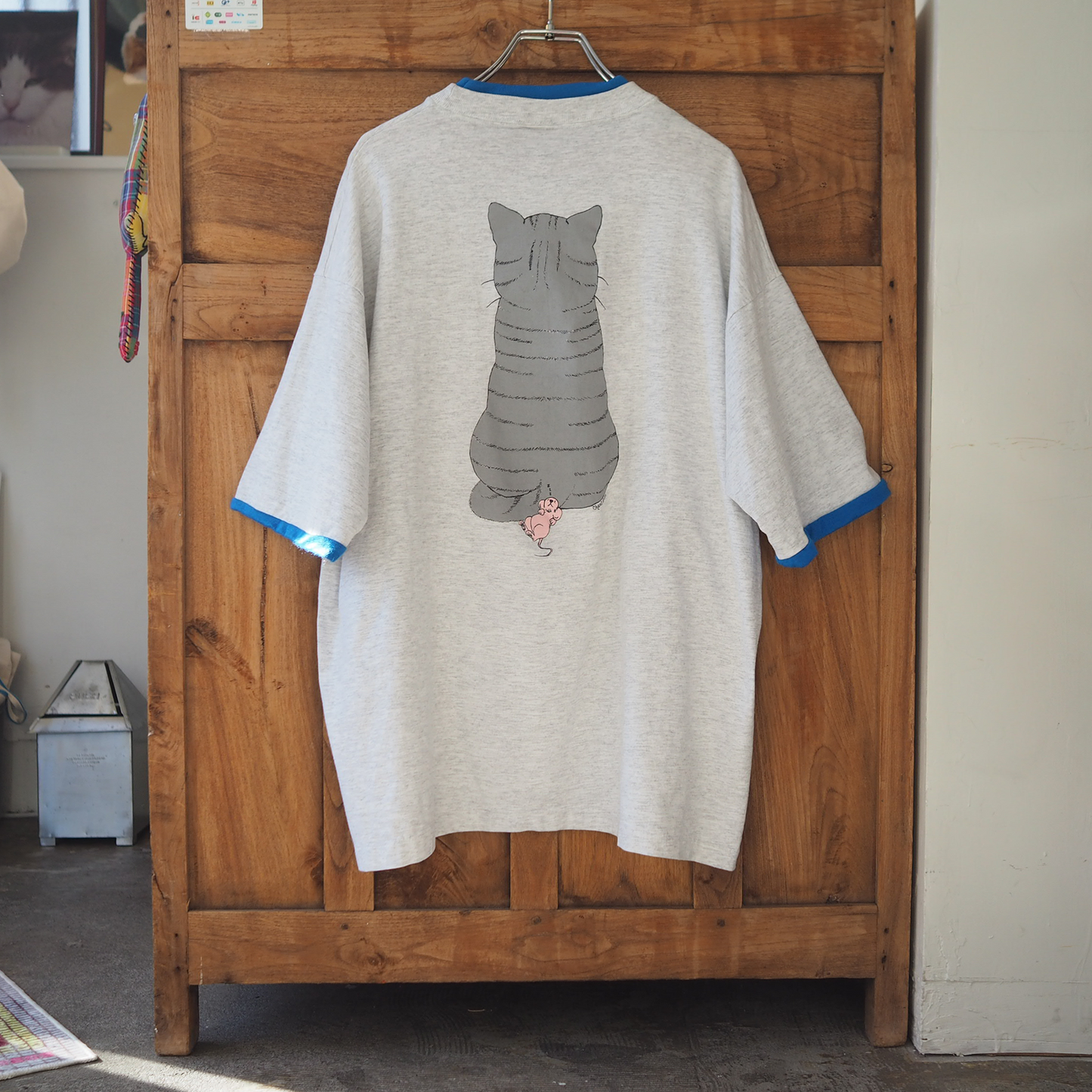 Silver Tabby Ringer Tee / 80s / Made in USA