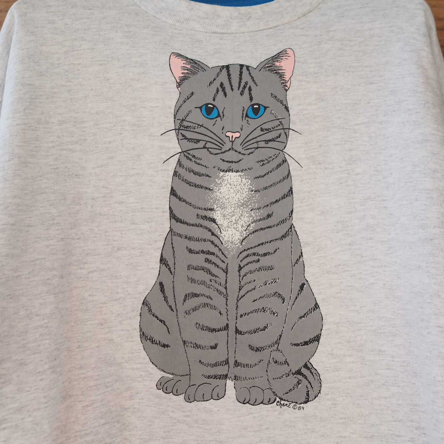 Silver Tabby Ringer Tee / 80s / Made in USA