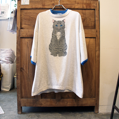 Silver Tabby Ringer Tee / 80s / Made in USA