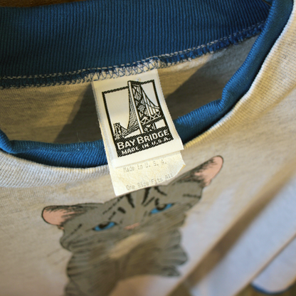 Silver Tabby Ringer Tee / 80s / Made in USA