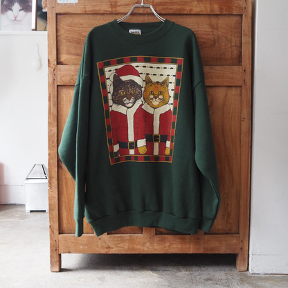 Santa Cats Sweat / 90s / Made in USA
