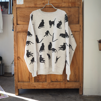 Michigan Rag Black Cat Silhouette Sweatshirt / 90s / Made in USA