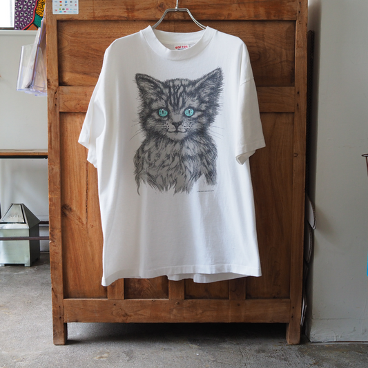 Silver Tabby Kitten Portrait  Tee / 90s / Made in USA