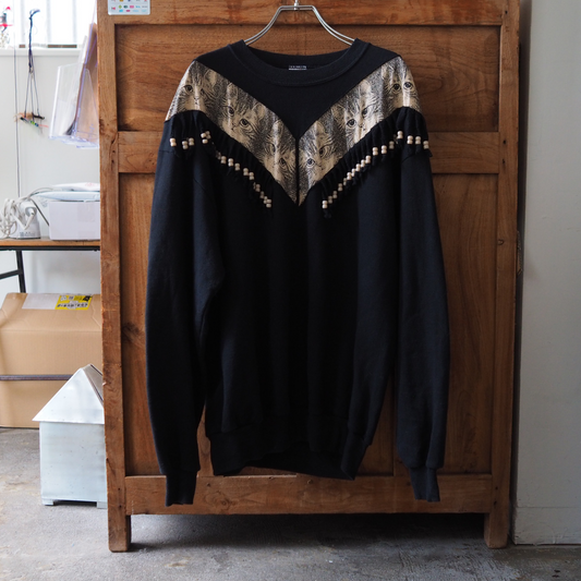 6 Cats Fringe Sweat / 90s / Made in USA